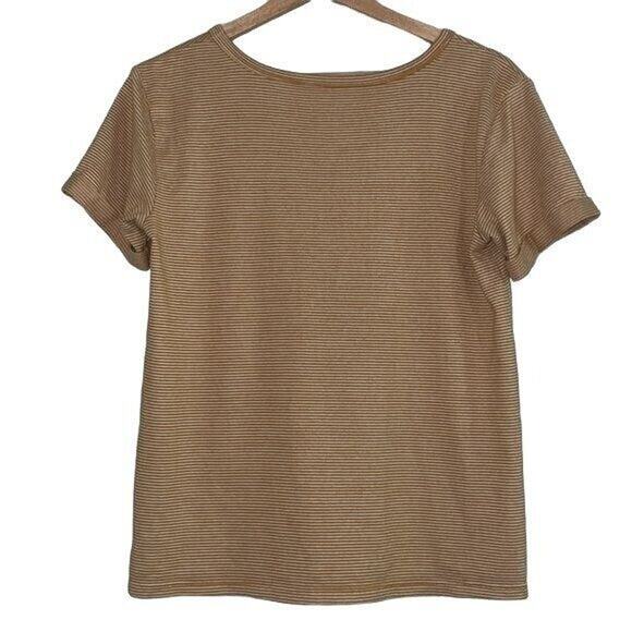 American Eagle Yellow & White Striped Plush V-Neck Tee | Size Small - Picture 3 of 4